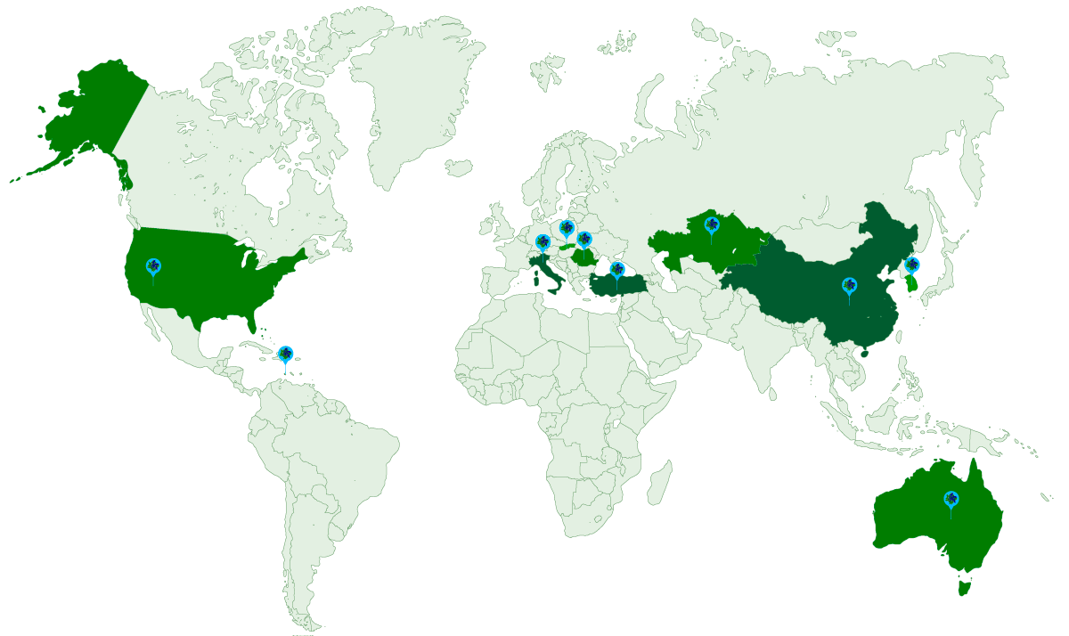 <strong>Interactive map of our Thermolysis modules around the world</strong> <br><br> Select a country